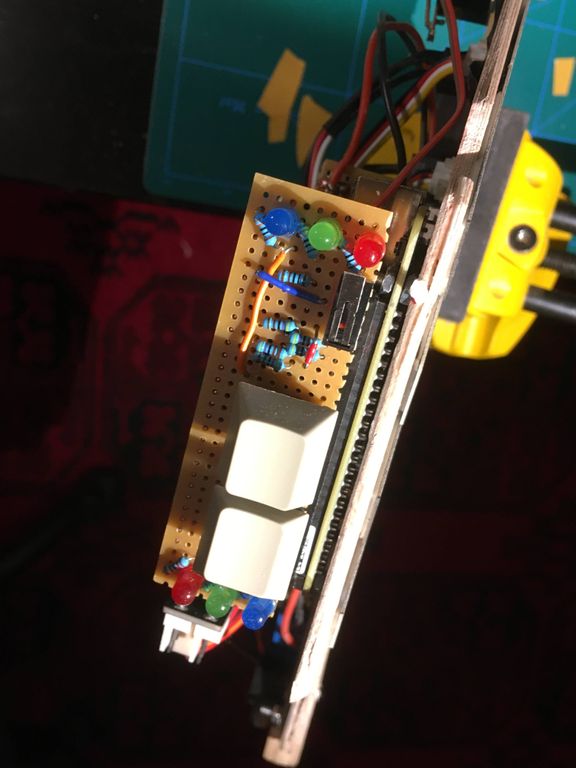 Closeup of two keycap buttons and RGB leds